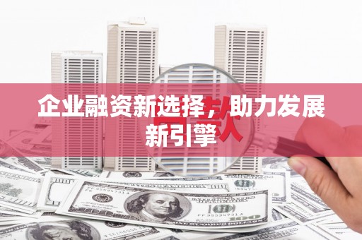 大溪企业融资新选择，助力发展新引擎