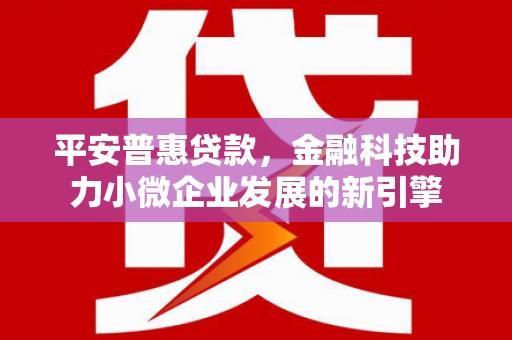 大溪平安普惠贷款，金融科技助力小微企业发展的新引擎