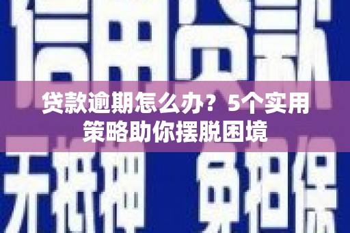 大溪贷款逾期怎么办？5个实用策略助你摆脱困境