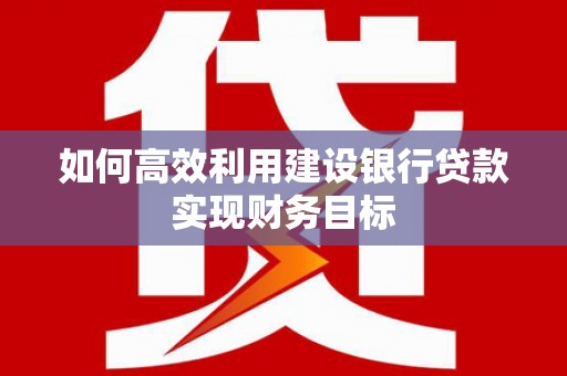 大溪如何高效利用建设银行贷款实现财务目标