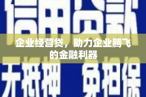 大溪企业经营贷，助力企业腾飞的金融利器