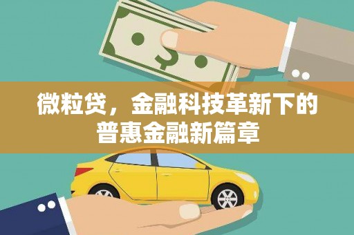大溪微粒贷，金融科技革新下的普惠金融新篇章
