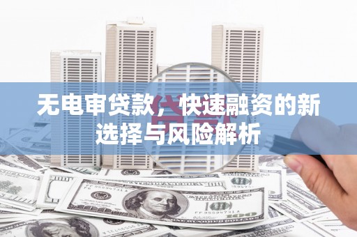 大溪无电审贷款，快速融资的新选择与风险解析