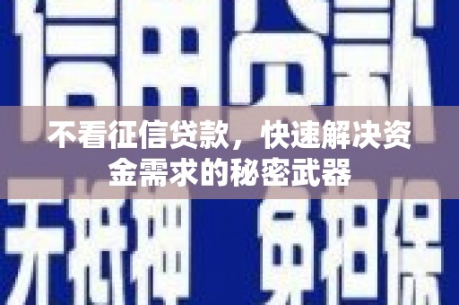 大溪不看征信贷款，快速解决资金需求的秘密武器