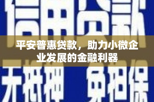 大溪平安普惠贷款，助力小微企业发展的金融利器