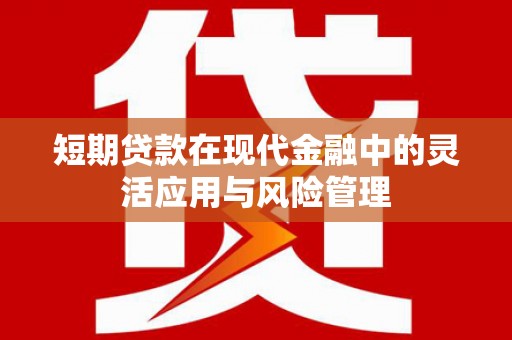 大溪短期贷款在现代金融中的灵活应用与风险管理